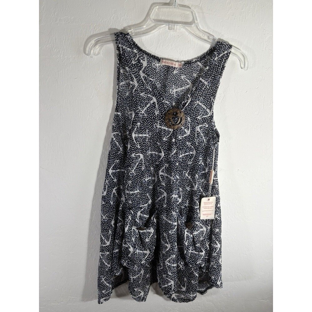 Paradise USA NWT Woman’s Cover Up/Dress Navy w/White Anchors XS-Small Stretch